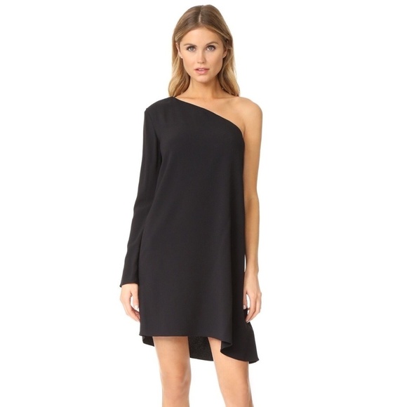 NWT!! THEORY Sintsi Rosina Crepe Black One Shoulder Dress Shift Minimalist 4 - Picture 5 of 15